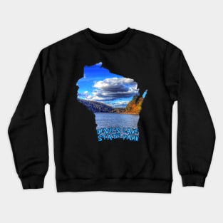 Wisconsin State Outline (Devil's Lake State Park) Crewneck Sweatshirt